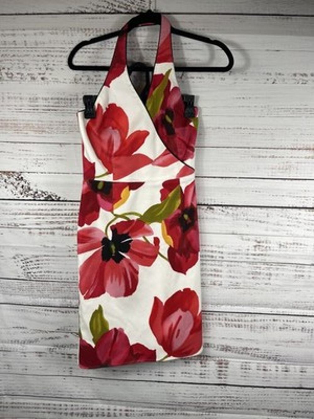 Neiman Marcus Dress Womens 4 Multicolor Floral Halter Sheath Knee Length Party